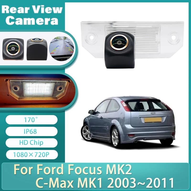 CCD Per Ford Focus MK2 C-Max MK1 2003~2011 Dorato 170 ° Telecamera per retromarcia di backup con visione notturna a colori HD grandangolare Fisheye