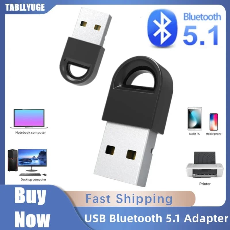 Adattatore USB Bluetooth 5.1 Adattatore dongle ricevitore USB Bluetooth per PC Trasmettitore USB per altoparlante wireless Mouse audio Laptop