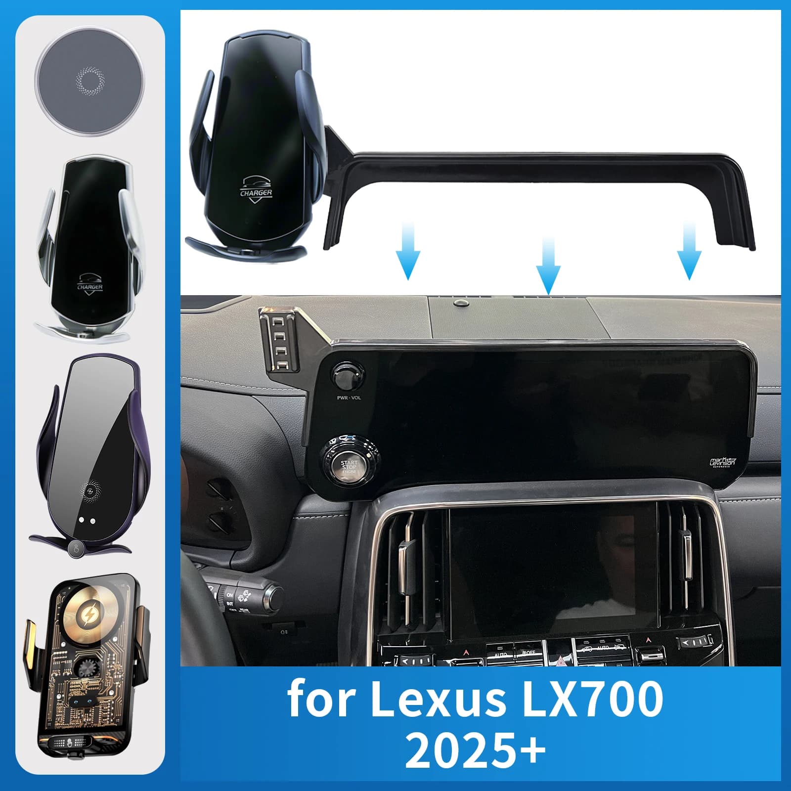 Supporto per telefono per auto di ricarica per Lexus LX700 LX 700 2025 2026 LX700H F SPORT Schermo di navigazione GPS Staffa Base Accessori