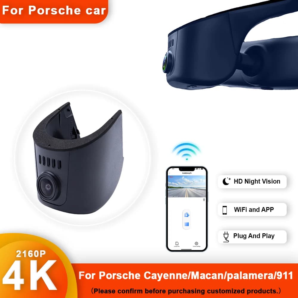 4K HD 2160P WIFI Plug and play Dash Cam For Porsche Cayenne Panamera Macan Taycan Cayman 911 Turbo 718 Boxster Auto Dvr Dashcam