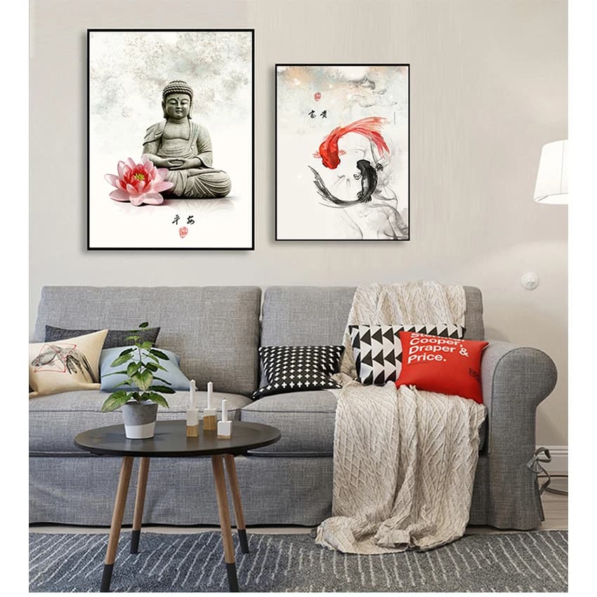 For frameless stay new Chinese ink flowers Buddha Wall Art Print Picture Canvas Painting Poster