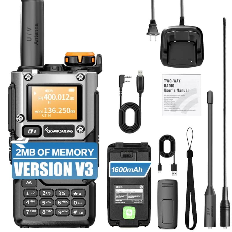 QUANSHENG UV-K5(8) V3 Walkie Talkie 2 MB di memoria 50-600 MHz Air Band RX 5 W Radio bidirezionale Tipo-C Copia wireless Firmware personalizzato