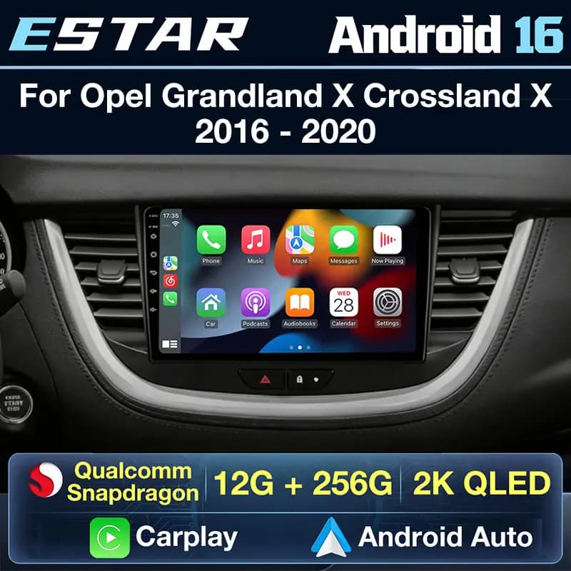 Carplay Wireless Android 16 per Opel Grandland X Crossland X 2016 - 2020 Autoradio con Telecamera 360°, DSP, GPS, WIFI, RDS, Audio QLED, 4G LTE