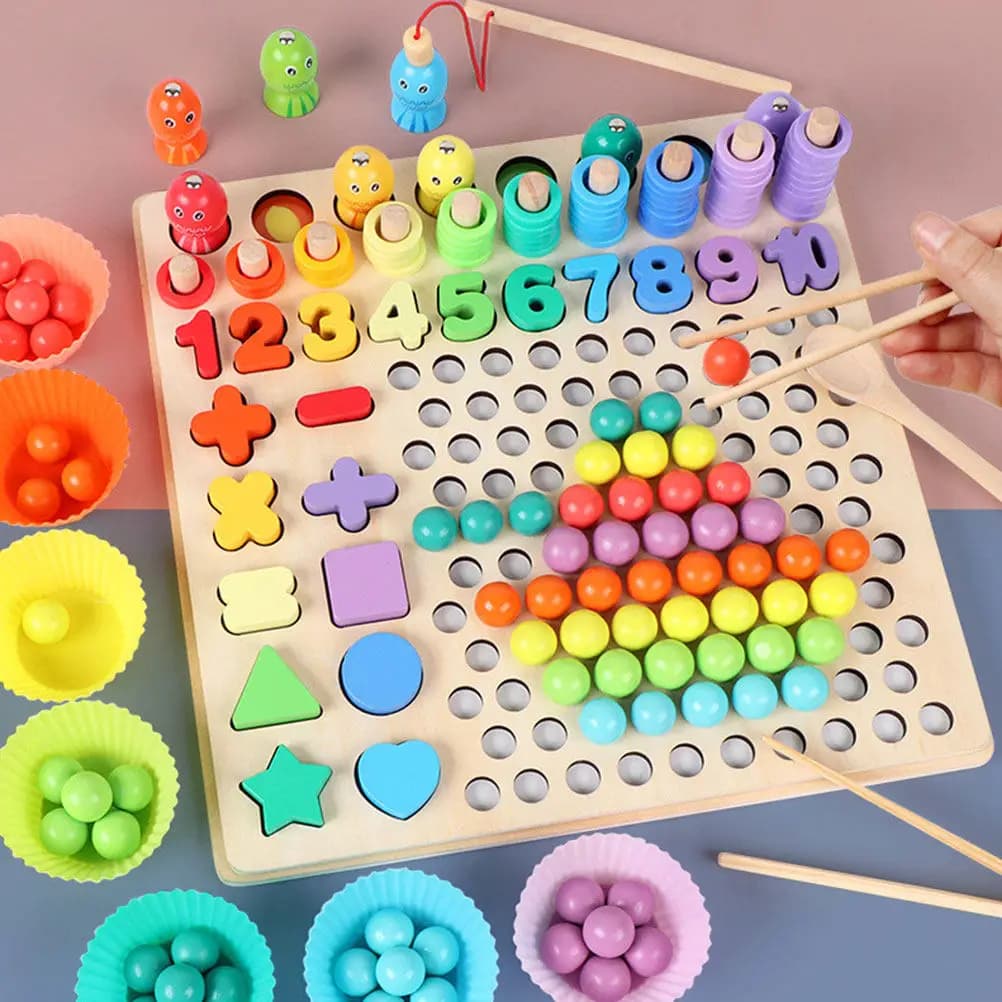 1Set Smart Logarithmic Board Number Learning Educational Wooden Matching Block Improve Logical Thinking Parent Child Activity