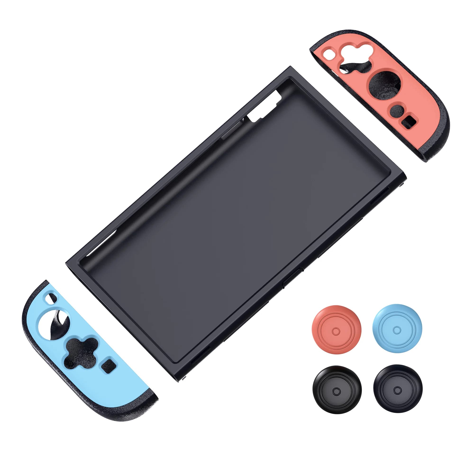 Custodia protettiva con custodia in silicone divisa a due colori per accessori per console di gioco Nintendo Switch 2 con cappucci per pollice da 4 pezzi
