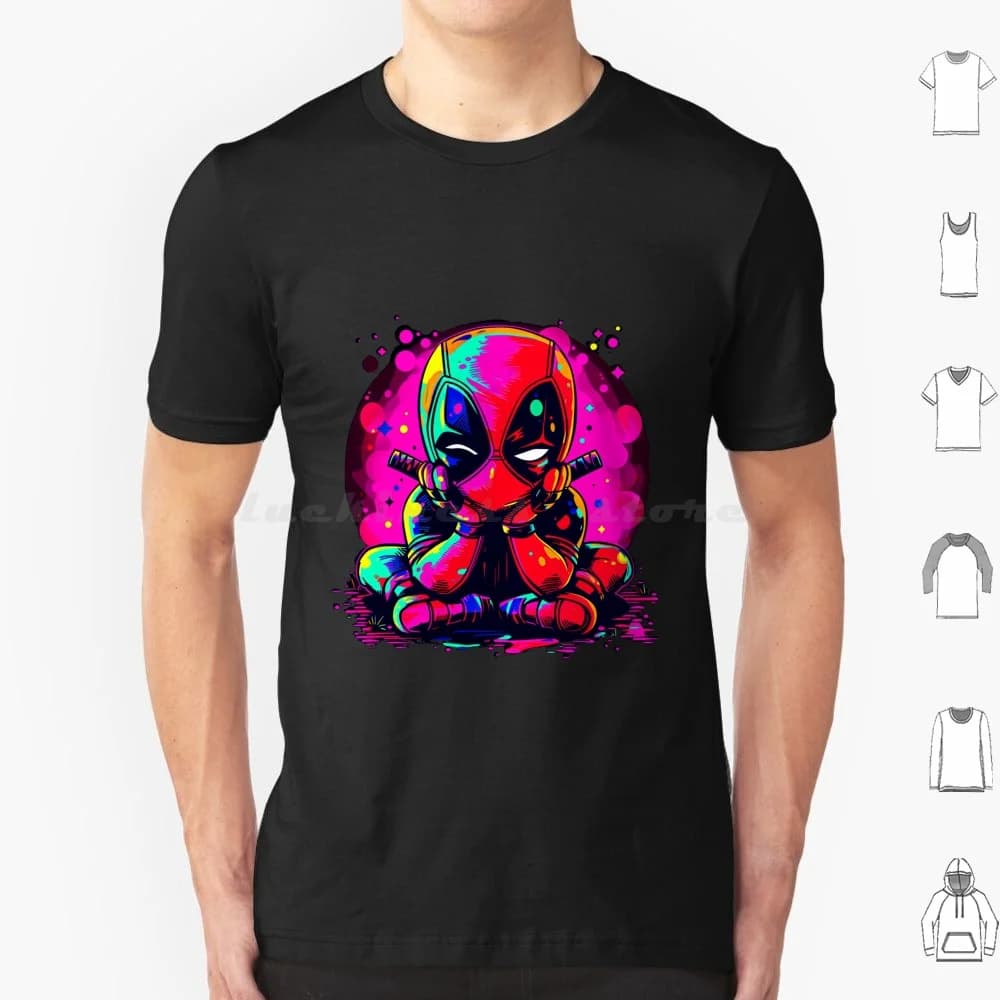 Cute With A Mouth T Shirt Cotton Men Women DIY Print Comic Book Comics X Men Superhero Antihero Dead Pool Cartoon Mood Neon