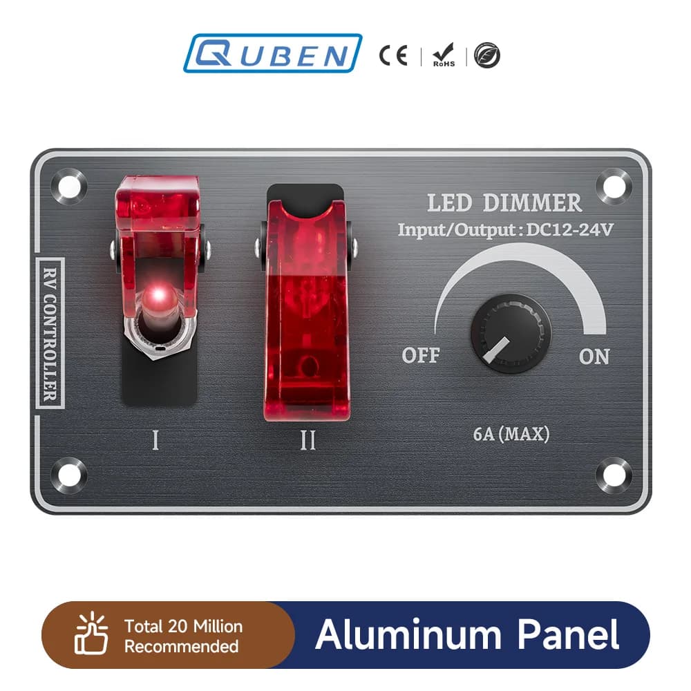 Interruttore a levetta pannello in alluminio multifunzione interruttore Dimmer LED 12V 24V per RV Dual Port USB QC3.0 per rimorchi da viaggio per Yacht