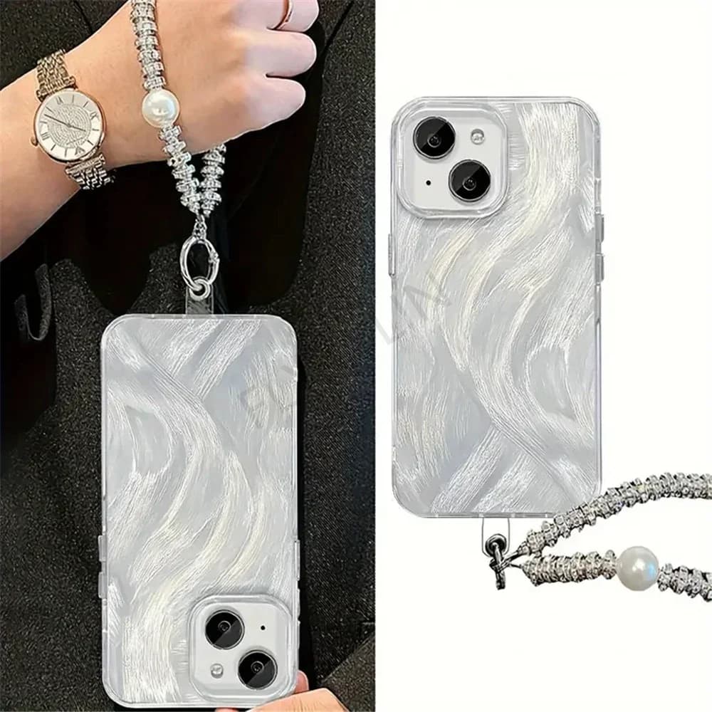 Pearl Diamond Bracelet Phone Case For Xiaomi Redmi Note 13 Pro 4G 5G 12 12S 11 11S 10 10S 9S 8 Pro Gradient Glitter Chain Cover