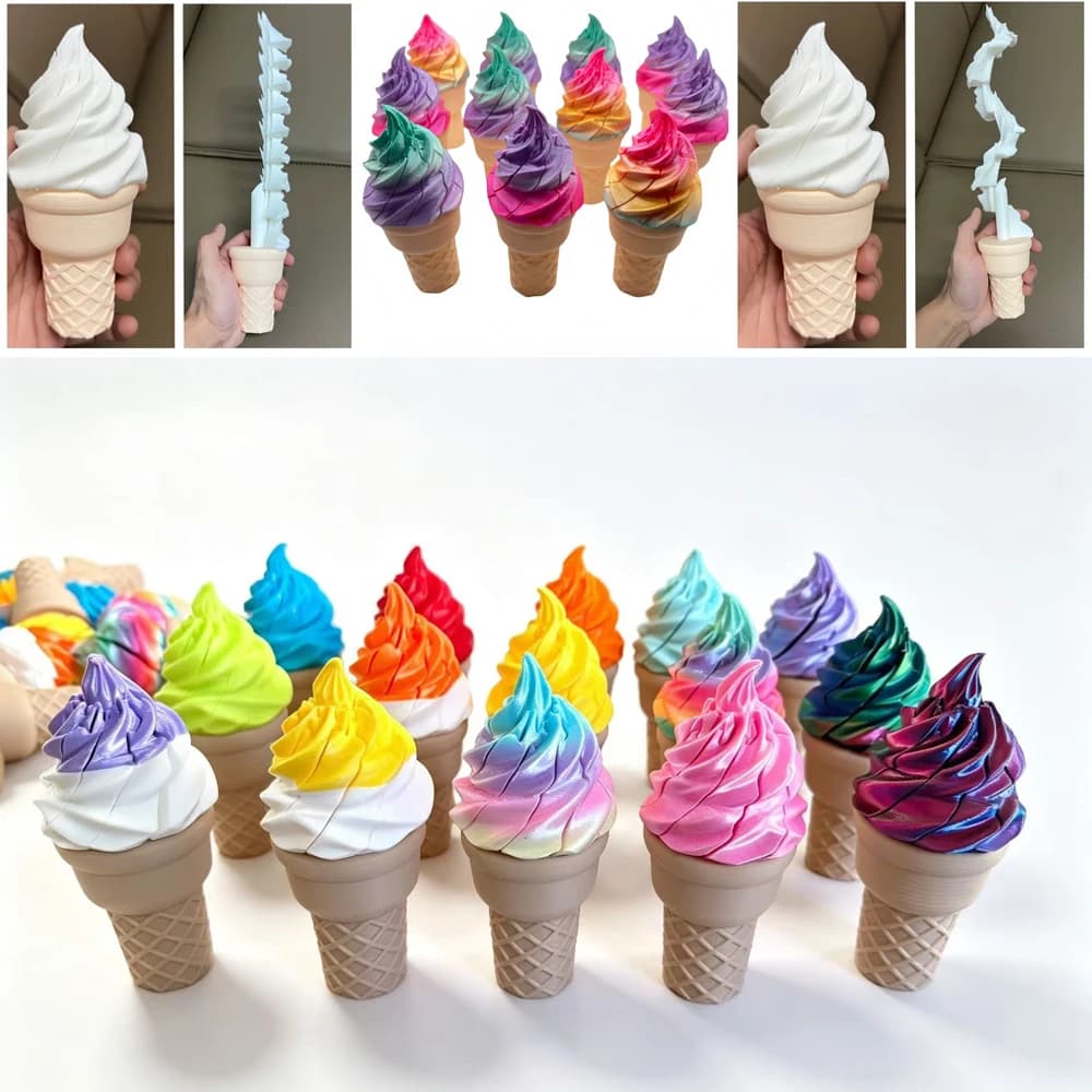 2026NEW hot 3D printed ice cream PLA silk creative telescopic sword spiral decompression toy 3D gift