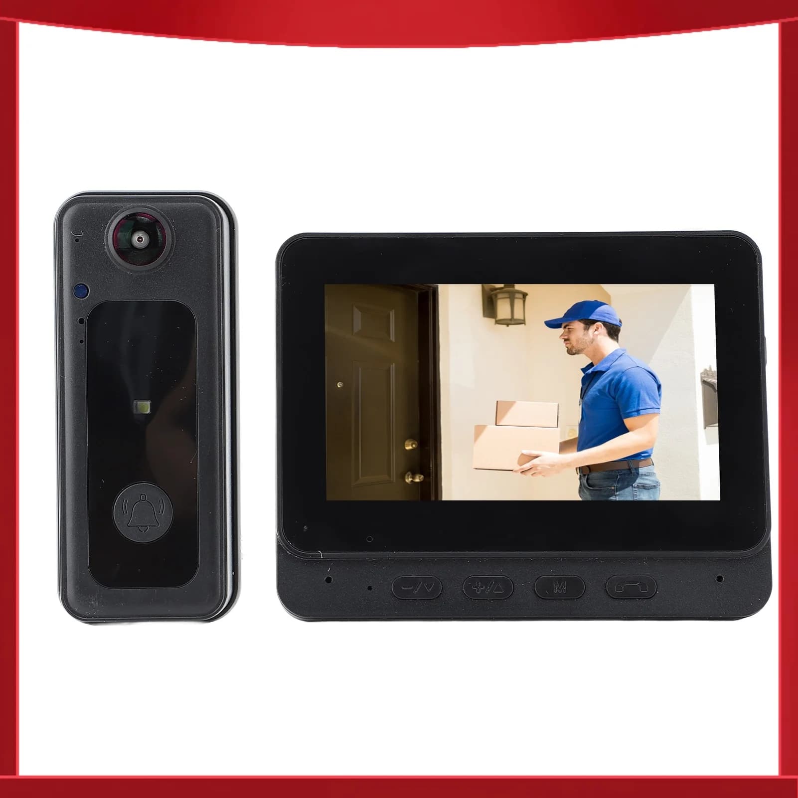 Campanello Video Wireless con Telecamera 1080P HD, Visione Notturna Grandangolare, Comunicazione Bidirezionale, Campanello Video WiFi Intelligente con Monitor