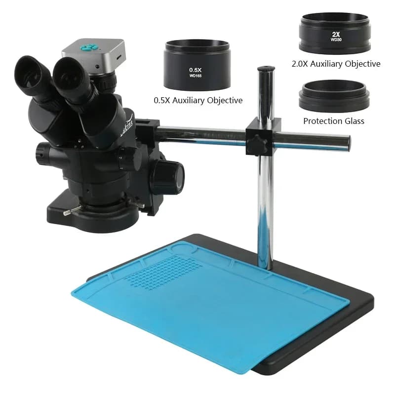 Zoom 3.5X-90X Confocale Trinoculare 48MP HDMI USB Riparazione del telefono PCB Saldatura Fotocamera digitale Microscopio stereo Braccio Supporto