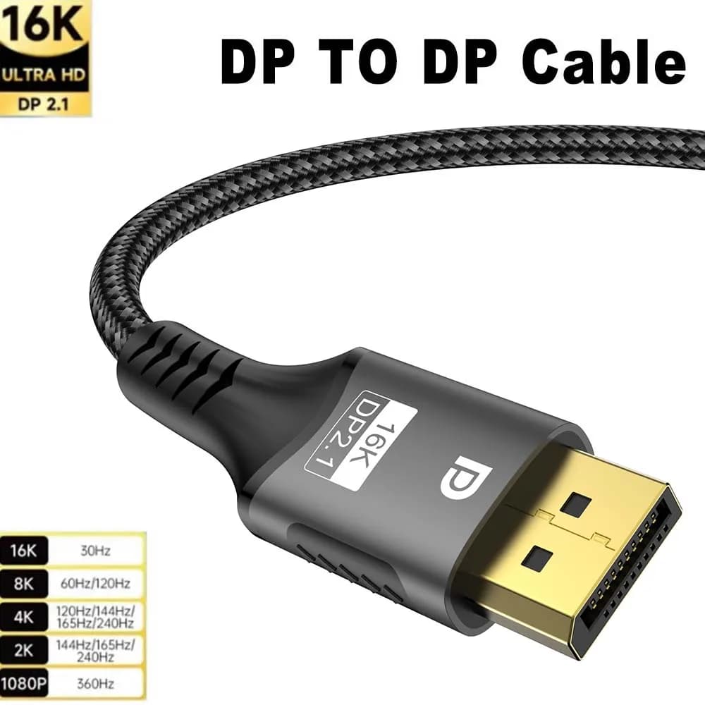 Cavo DisplayPort 2.1 16K 8K@120Hz 4K@240Hz 80Gbps HDR Video Audio per Laptop TV Xbox Proiettore