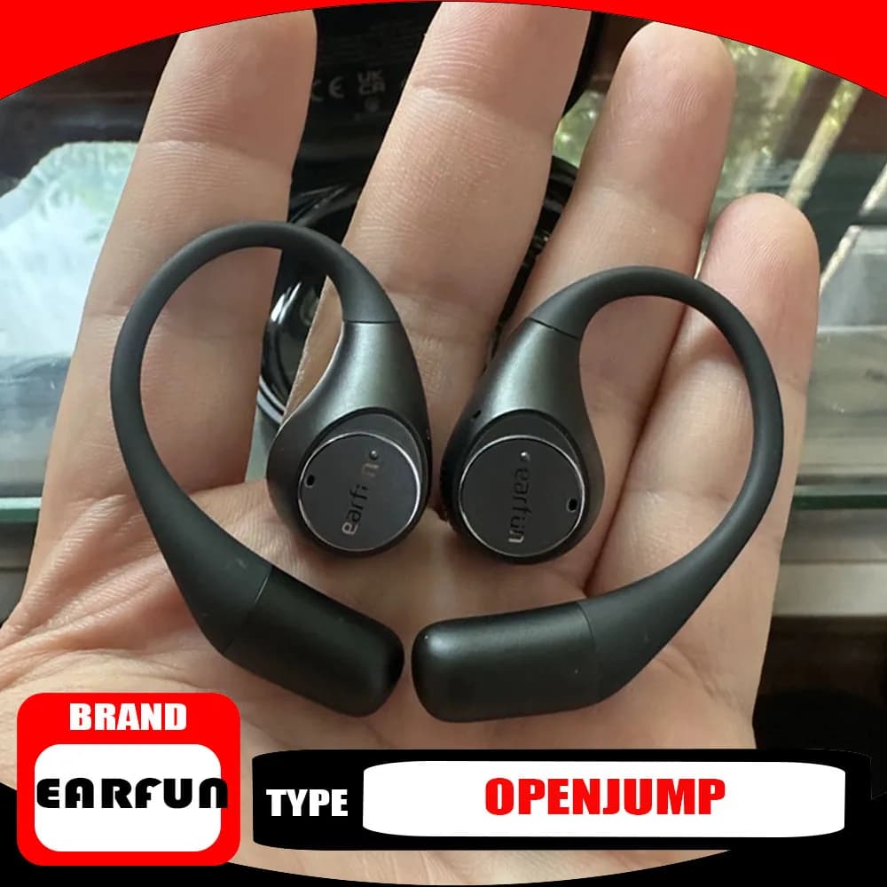Auricolari Wireless EarFun OpenJump, Bluetooth Open-Ear con Cancellazione del Rumore, Bassa Latenza, Cuffie Sportive IP67 Impermeabili con Ganci per Orecchie, Nuovi