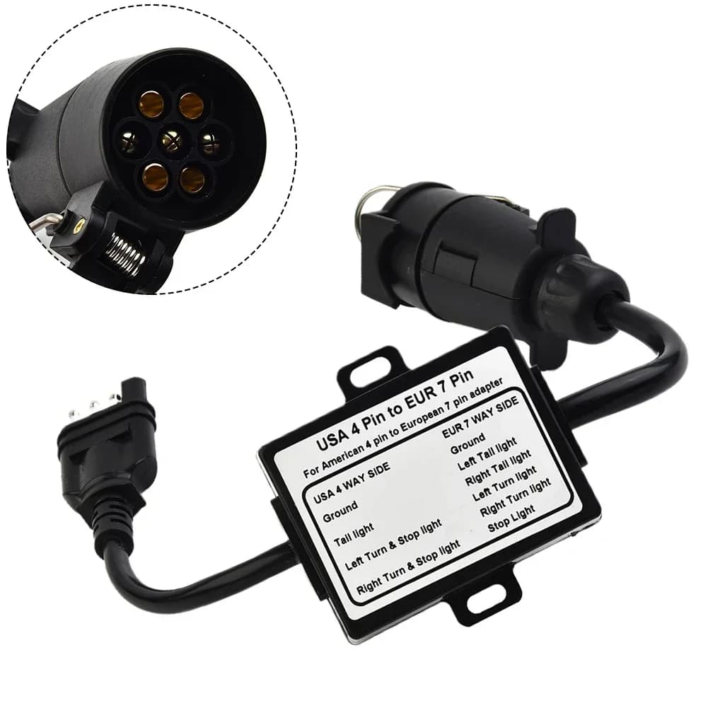 Convertitore di cavo adattatore per rimorchio US da 4 pin a UE 7 pin con connettore di cablaggio cavo presa 12V presa adattatore elettrico per roulotte