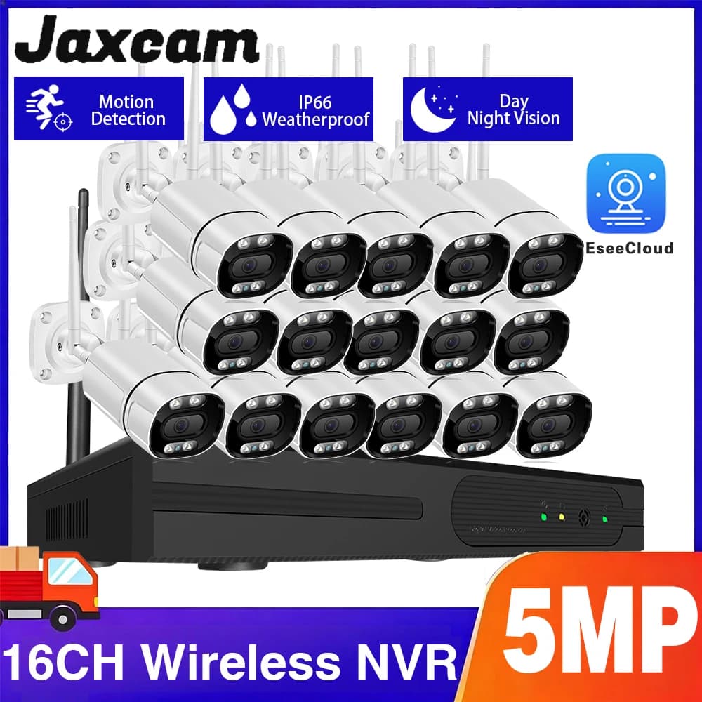 EseeCloud Set di Videosorveglianza CCTV da Esterno 16CH 5MP con Audio Bidirezionale, Kit NVR Wireless WiFi, Sistema di Telecamere di Sicurezza Domestica