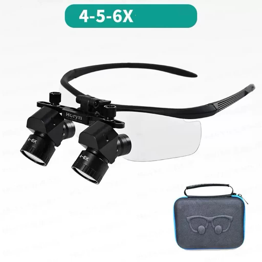 Horyn 4X/5X/6X Plastic Dental Loupes with MBA6 Wired LED Headlight 48 Ergonomic Adjustable Magnifying Glass for Oral Surgery