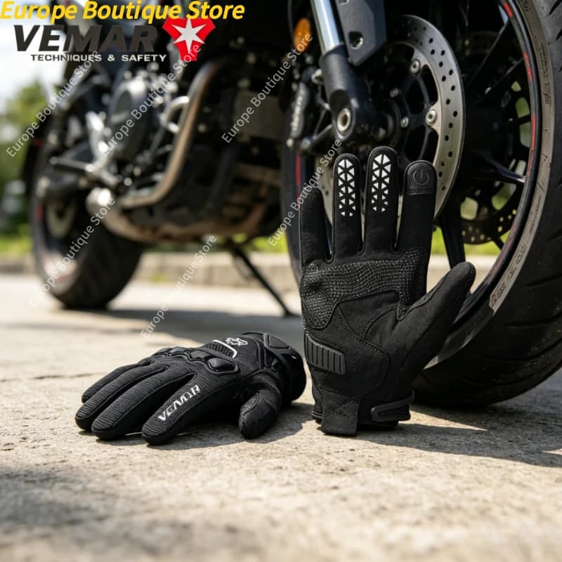 Guanti da Moto Touchscreen a Dita Intere per Uomo e Donna, 4 Stagioni, Antiscivolo per Bici da Strada e Mountain Bike, Attrezzatura Ciclistica