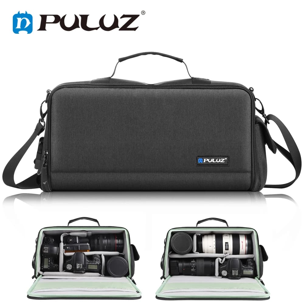 PULUZ Borsa a tracolla per fotocamera DSLR e obiettivo per Nikon Sony Canon, borsa a tracolla resistente all'acqua per attrezzatura fotografica, per viaggi all'aperto