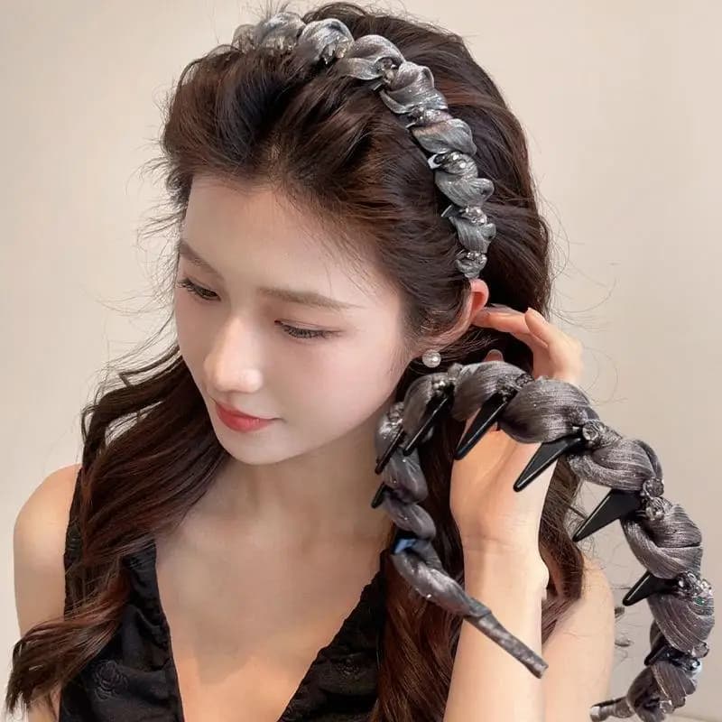 Fascia per capelli a bolle pieghettate con fata in rete di moda, temperamento delicato, fascia per capelli dentata di lusso leggera, accessori per capelli per le donne