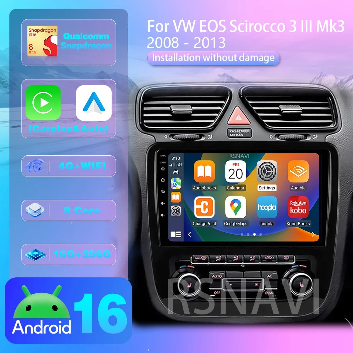 Android 16 Car Radio Multimedia Player For Volkswagen Scirocco 3 III Mk3 2008-2014 Autoradio steering wheel control Carplay Auto