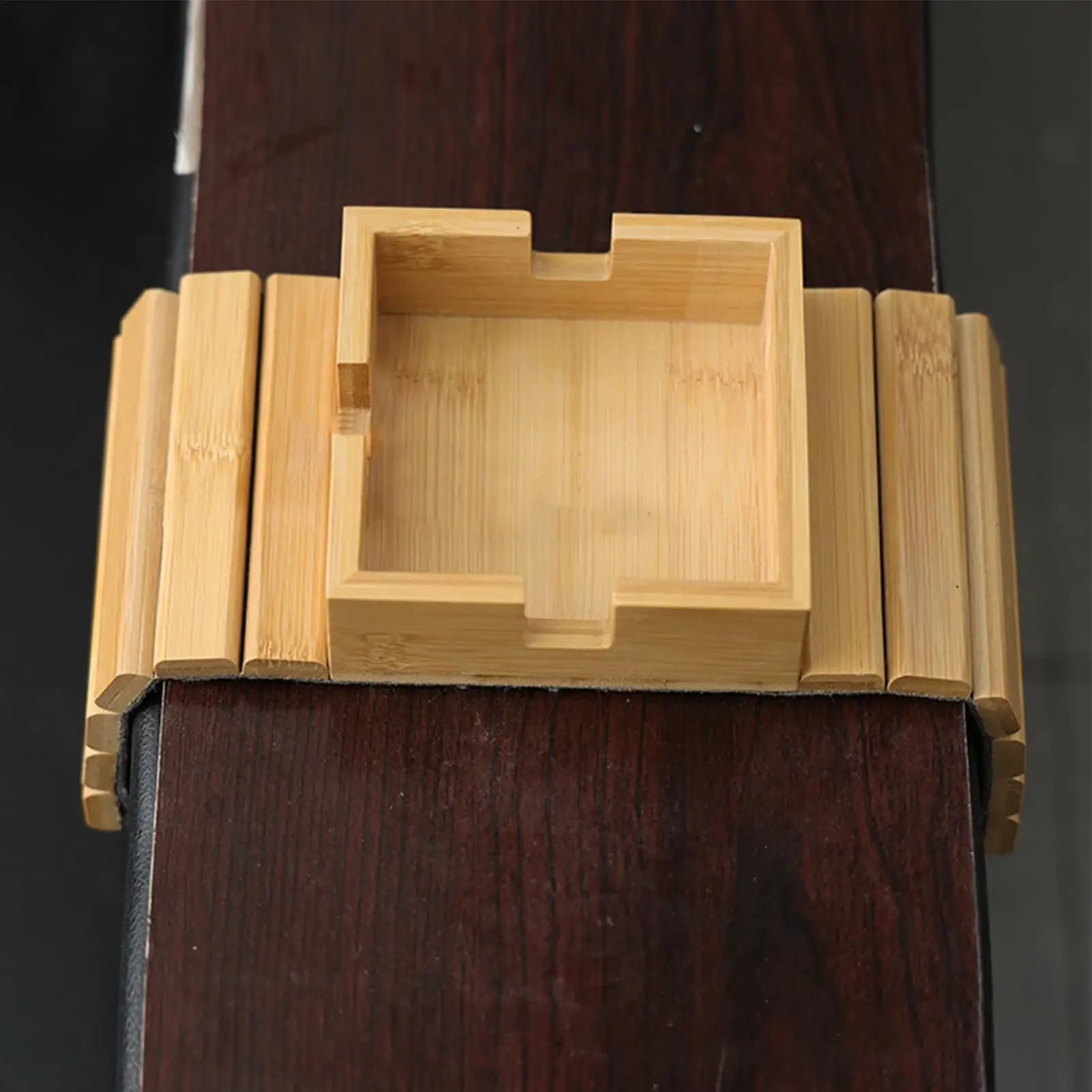 Portabicchieri per Divano in Legno, Vassoio Pieghevole per Bracciolo, Porta Snack Antiscivolo, Vassoio Laterale per Divano