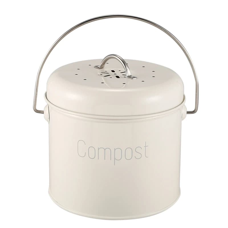 Contenitore per compost 3L - Contenitore per compost da cucina in acciaio inossidabile - Compositore da cucina per rifiuti alimentari - Filtro per carbone