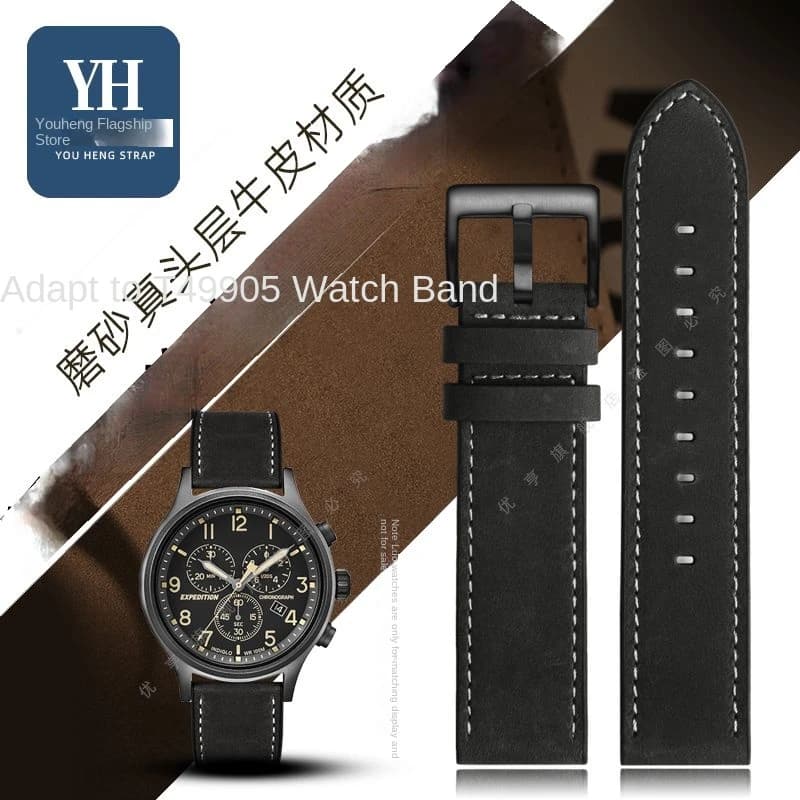 For TIMEX T49963 T49905 T49953 JEEP Matte cowhide Watch Band Strap Vintage calfskin Bracelet Black Brown Watchband Men 20mm