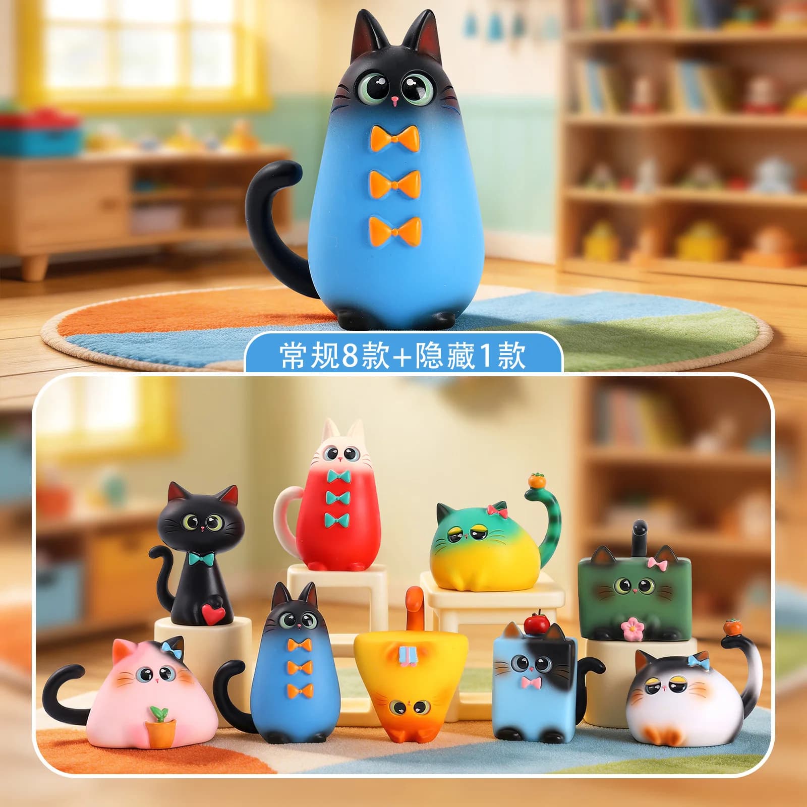 Blind Box Statuetta Gatto in Resina, Ornamento Creativo da Tavolo a Cartone Animato, Decorazione per Casa, Ufficio, Soggiorno, Artigianato Artistico, Ingrosso