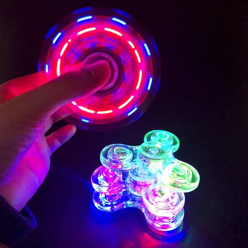 Giroscopio luminoso in cristallo Luce LED Fidget Spinner Giroscopio a manovella incandescente Giocattolo riducente di pressione EDC per bambini