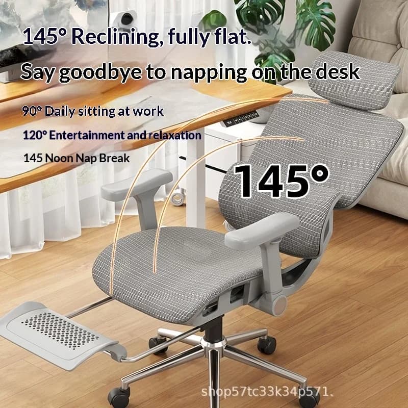 Sedia da Ufficio Ergonomica Regolabile, Sedia da Gaming in Rete con Supporto Lombare e Poggiatesta Reclinabile, Traspirante