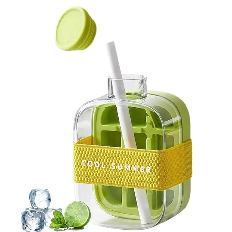 A98E-Icecube Bottiglia e Contenitore per Ghiaccio 2-in-1 con Coperchio e Vano, Facile da Sganciare per il Congelatore, 500ml