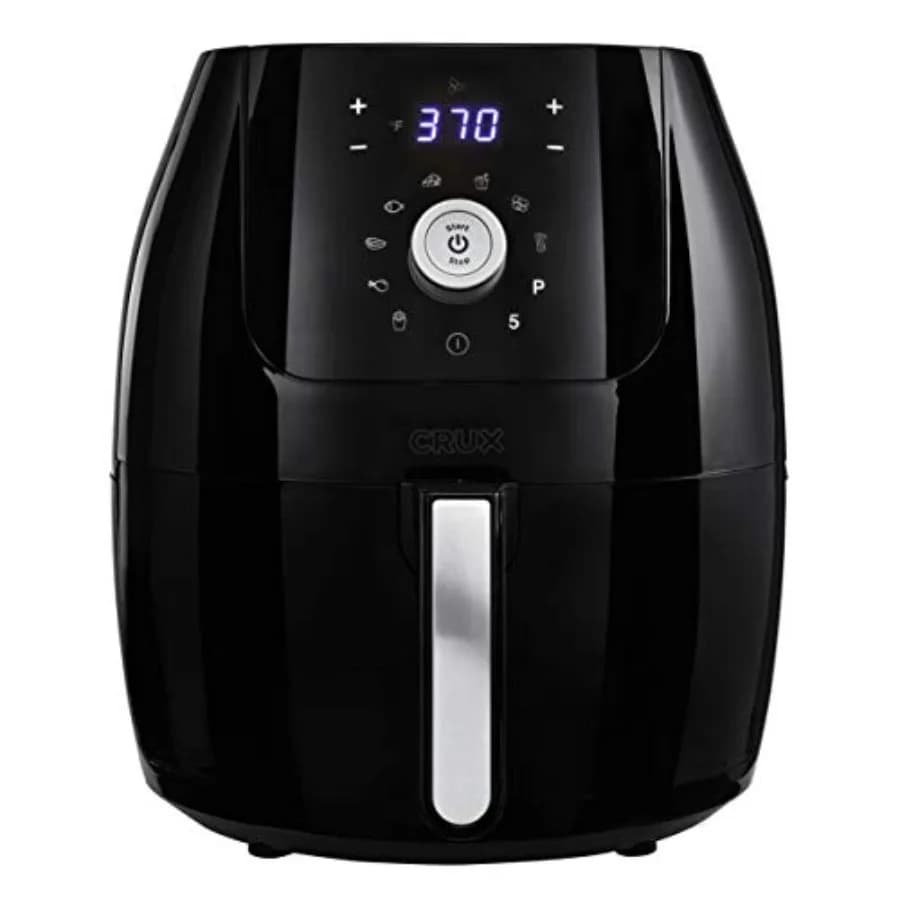 Friggitrice ad Aria Digitale da 6 Qt con Vassoio Antiaderente Rimovibile Lavabile in Lavastoviglie e Vassoio per Croccanti, Timer di Spegnimento Automatico e Allarme Sonoro Regolabile