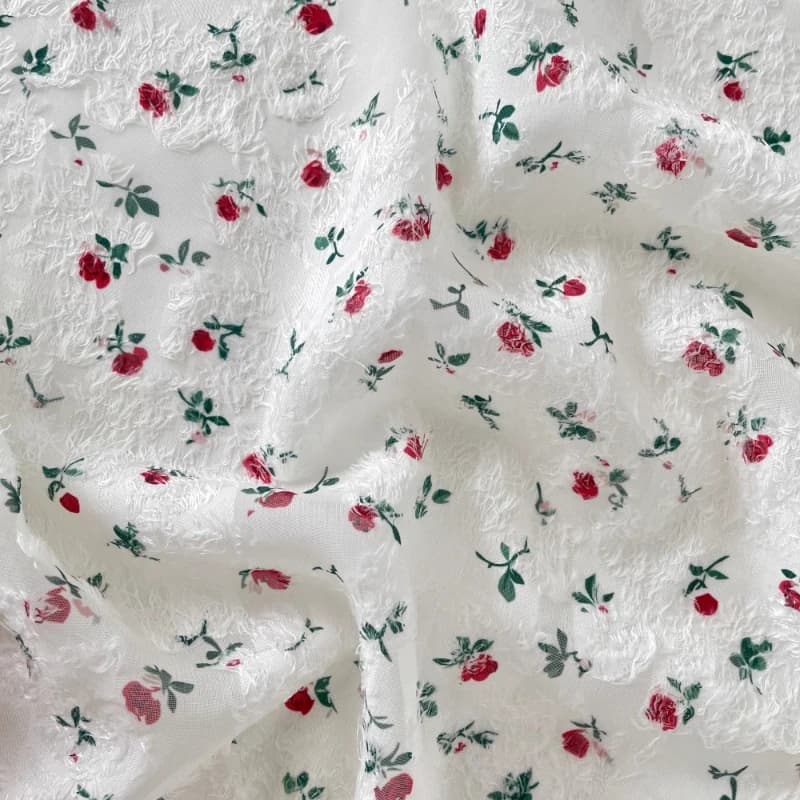 Tessuto jacquard con stampa rosa rossa moda Abbigliamento fai da te Materiale per abiti Stile Ins