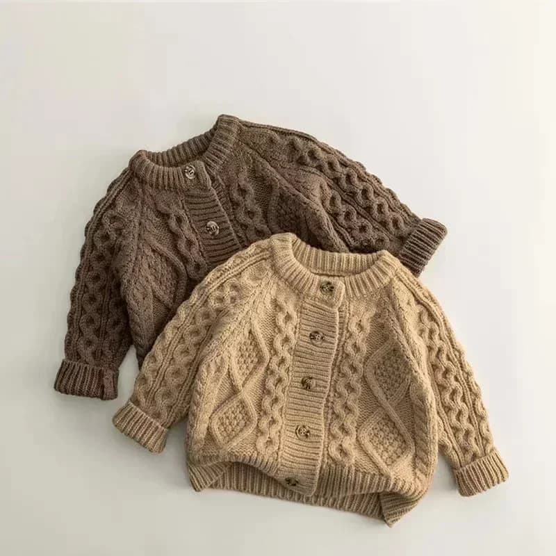 Maglione autunnale Abbigliamento per bambini Maglione Cardigan lavorato a maglia per ragazze Ragazzi Manica lunga Mantieni caldo Giacca ispessita Cappotto