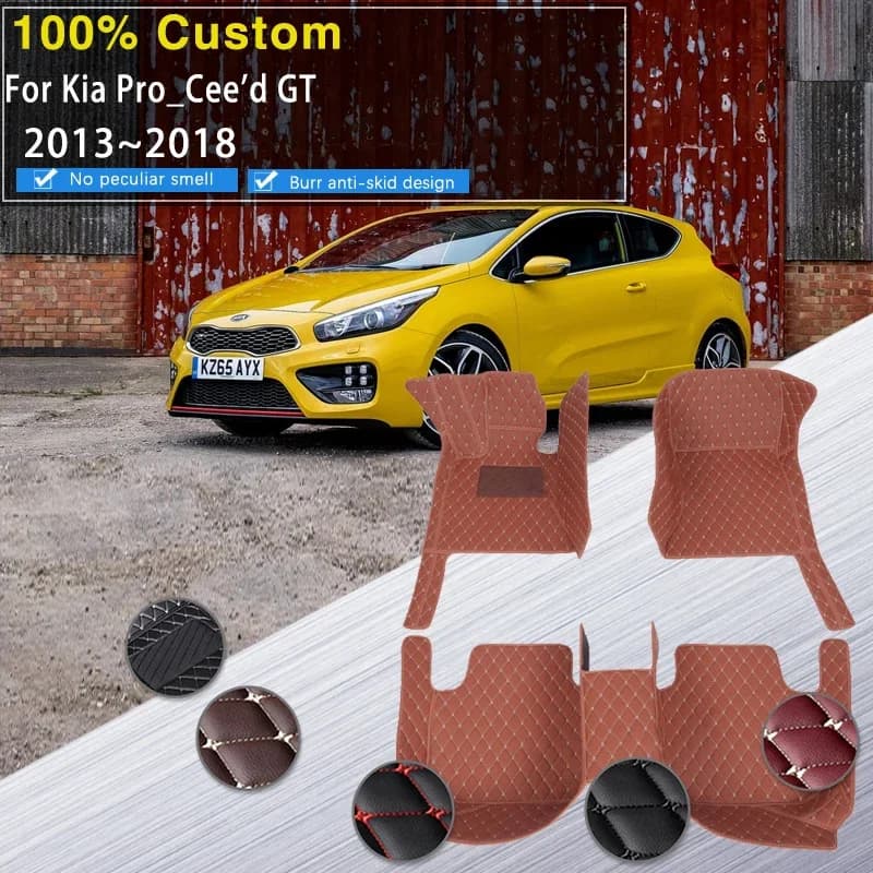Tappetini per auto in pelle completa RHD per Kia Pro_Cee'd GT JD 2013 ~ 2018 Tappetini impermeabili Tappetini per auto Tappeti di lusso Parti interne Auto