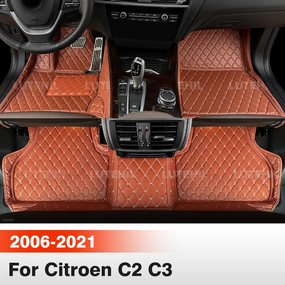Tappetini per Auto Citroen C2 C3 2006-2021 20 19 18 17, Copertura in Moquette per Tutte le Stagioni, Protezione Interna, Accessori