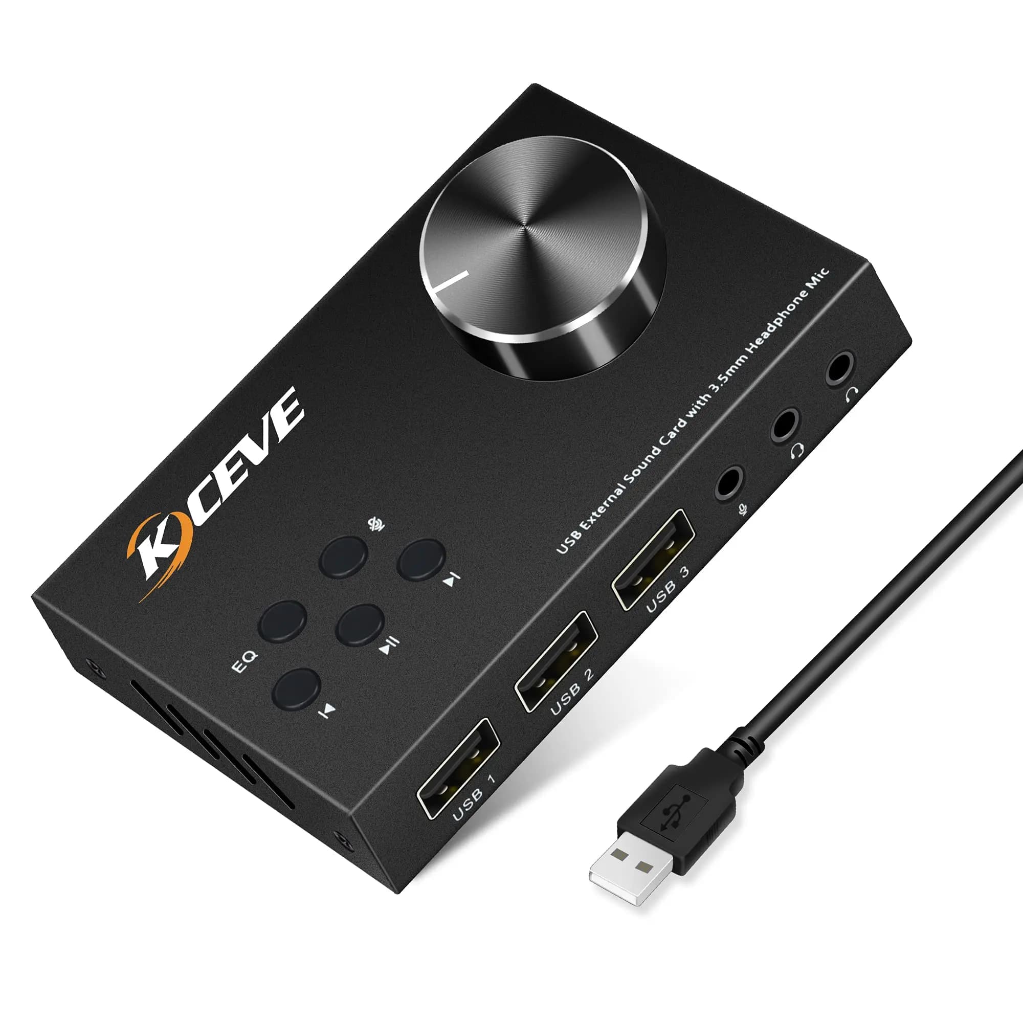 Scheda audio esterna con controllo del volume, manopola controller USB multimediale, adattatore audio USB con cuffie e microfono da 3,5 mm