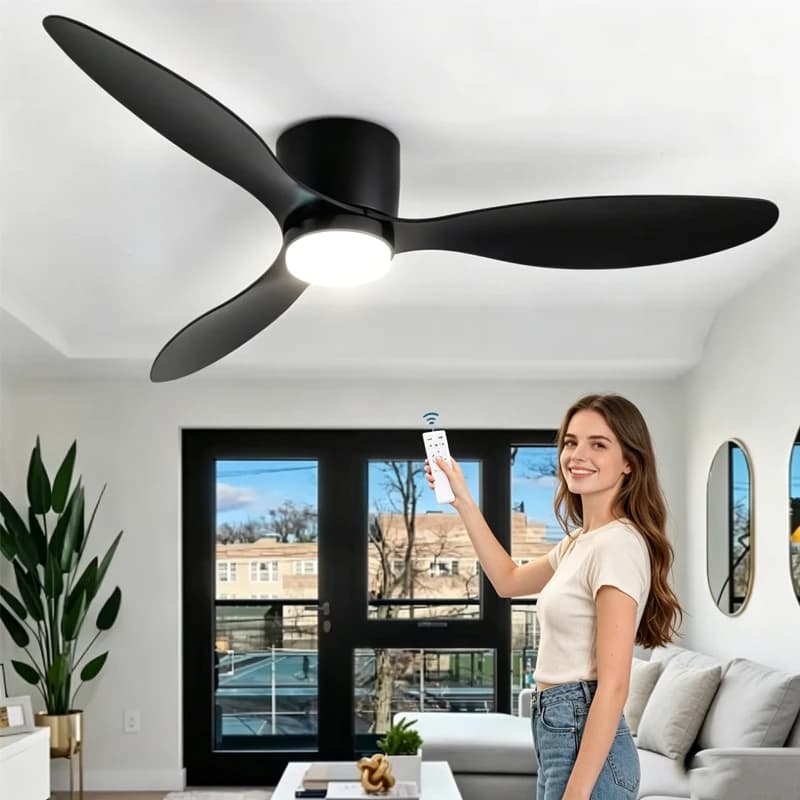 Ventilatore da Soffitto con Telecomando e Luce, 42/52 Pollici, Ventilatore Elettrico Silenzioso per Interni, Soggiorno, Camera da Letto, Lampade Moderne