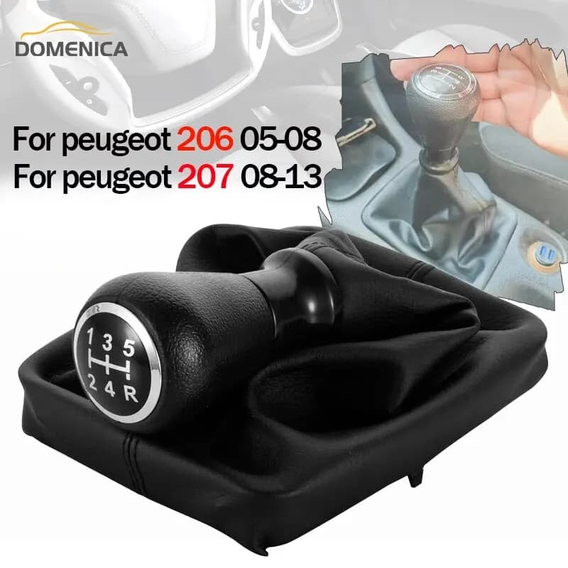 Pomello del cambio a 5 velocità Leva del cambio Handball Stick Ghetta Boot Cover per Peugeot 206 207 Accessori interni per auto di alta qualità