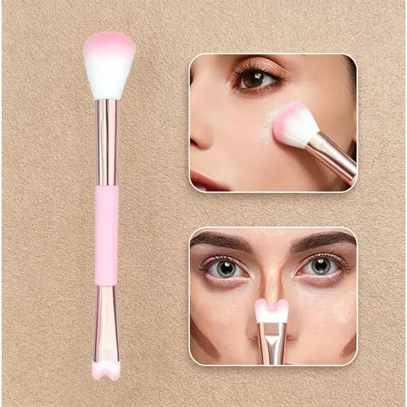 2-in-1 Nose Contour Brush U-Shaped Dual-End Soft Bristle Makeup Brush Lightweight Beauty Tool for Cosmetic Novices