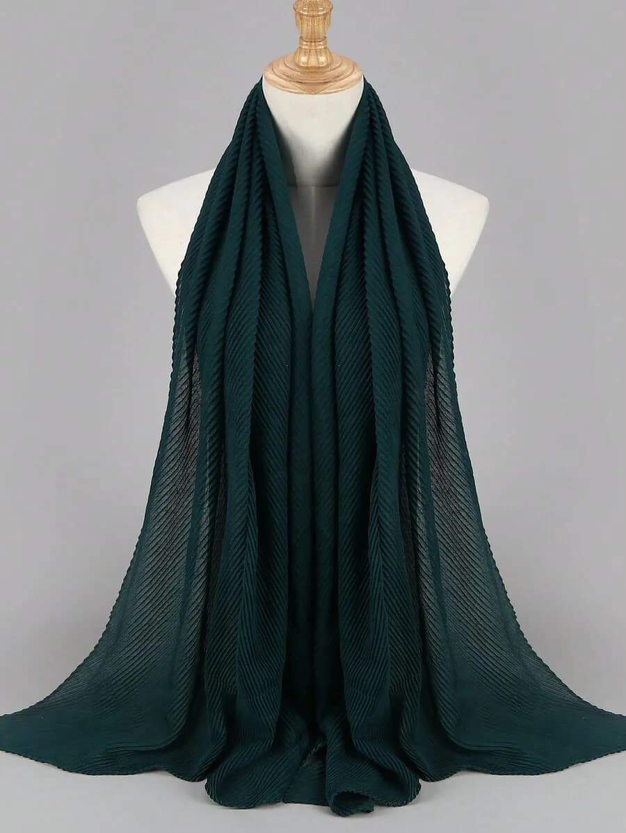 Sciarpa plissettata a tinta unita da donna, morbida e traspirante, hijab di grandi dimensioni per abaya