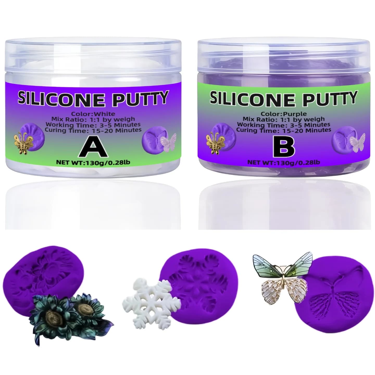 1A:1B Silicone Putty Casting Material Christmas Crafts For Epoxy Resin Handmade Projects (Purple)