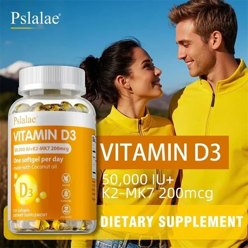 Vitamin D3+K2 Supplement - Support Joint, Heart and Brain Health, Promotes Calcium Absorption, Improve Flexibility, Bone Density