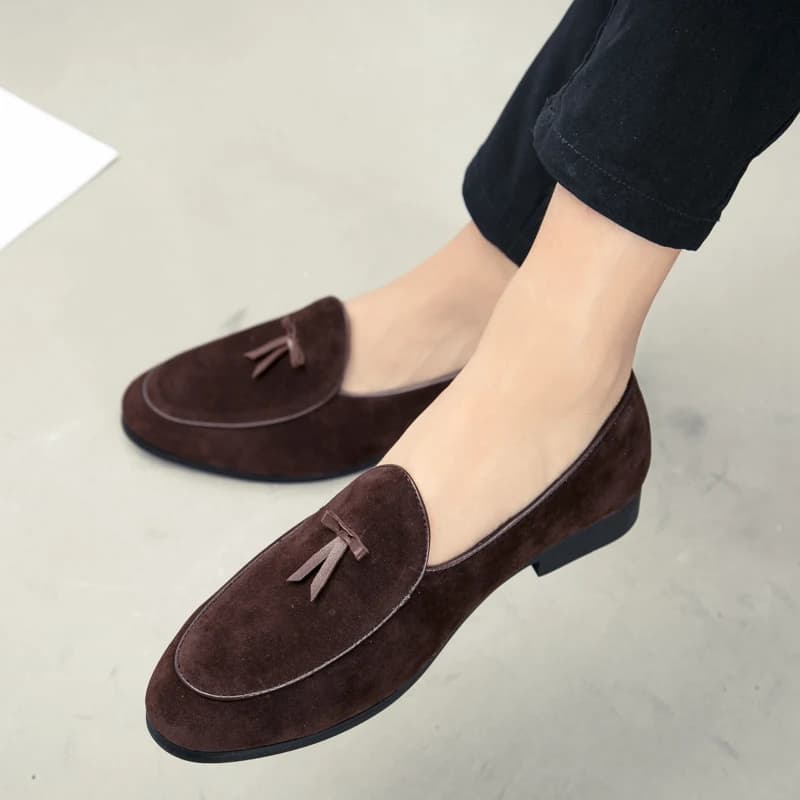 Scarpe in pelle da uomo Slip On Scarpe morbide Uomo Comodo Casual Uomo Mocassini in pelle scamosciata Mocassini Scarpe da guida Suola in gomma maschile