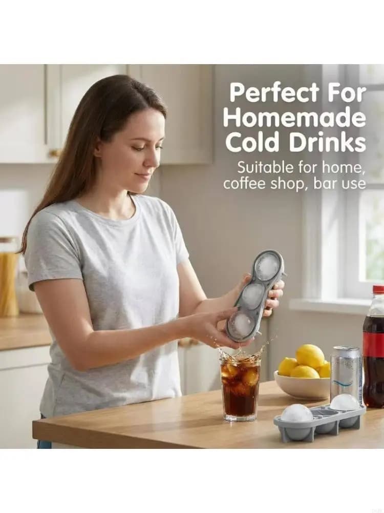 3D Tennis Ice Ball Maker Tray 3 Cavities Silicone Ice Maker Mold For Cocktails Beverages Chocolate Jelly Making