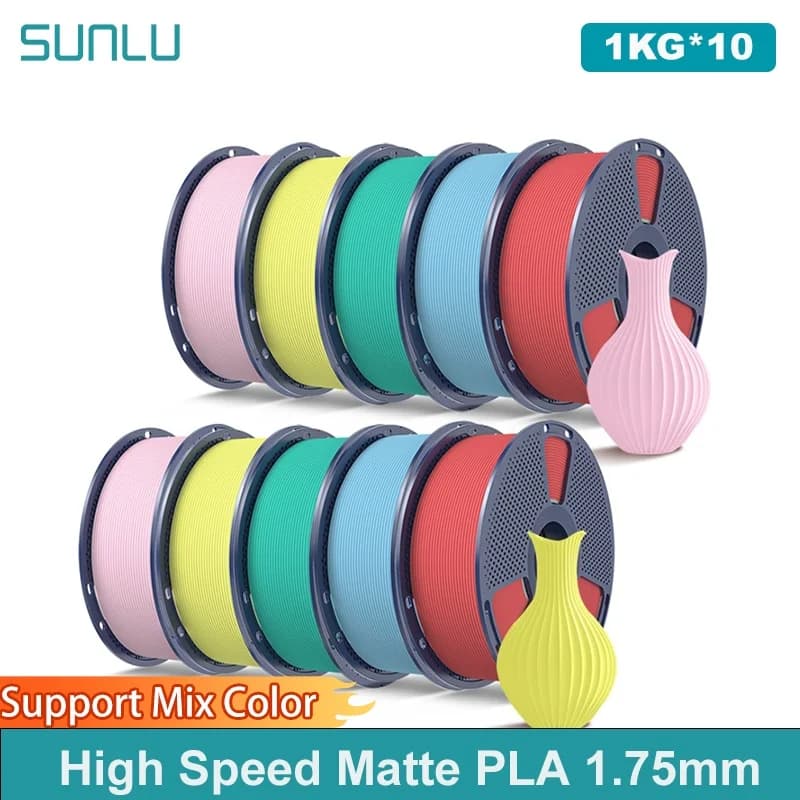 SUNLU 10KG（PLA Classic)High Speed Matte PLA Filament 1.75mm 1kg Spool (2.2lbs) High Speed Printing Filament Fit Most FDM Printer