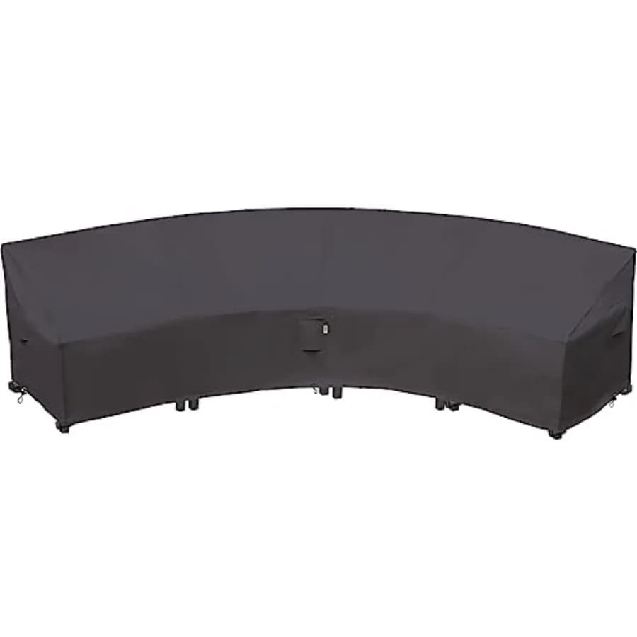 Curve Cover for Sectional Sofa from Exterior 90x28 Inch, Reinforced Waterproof 600D, Half-Lunch Cover for Garden/Esternum Sofa