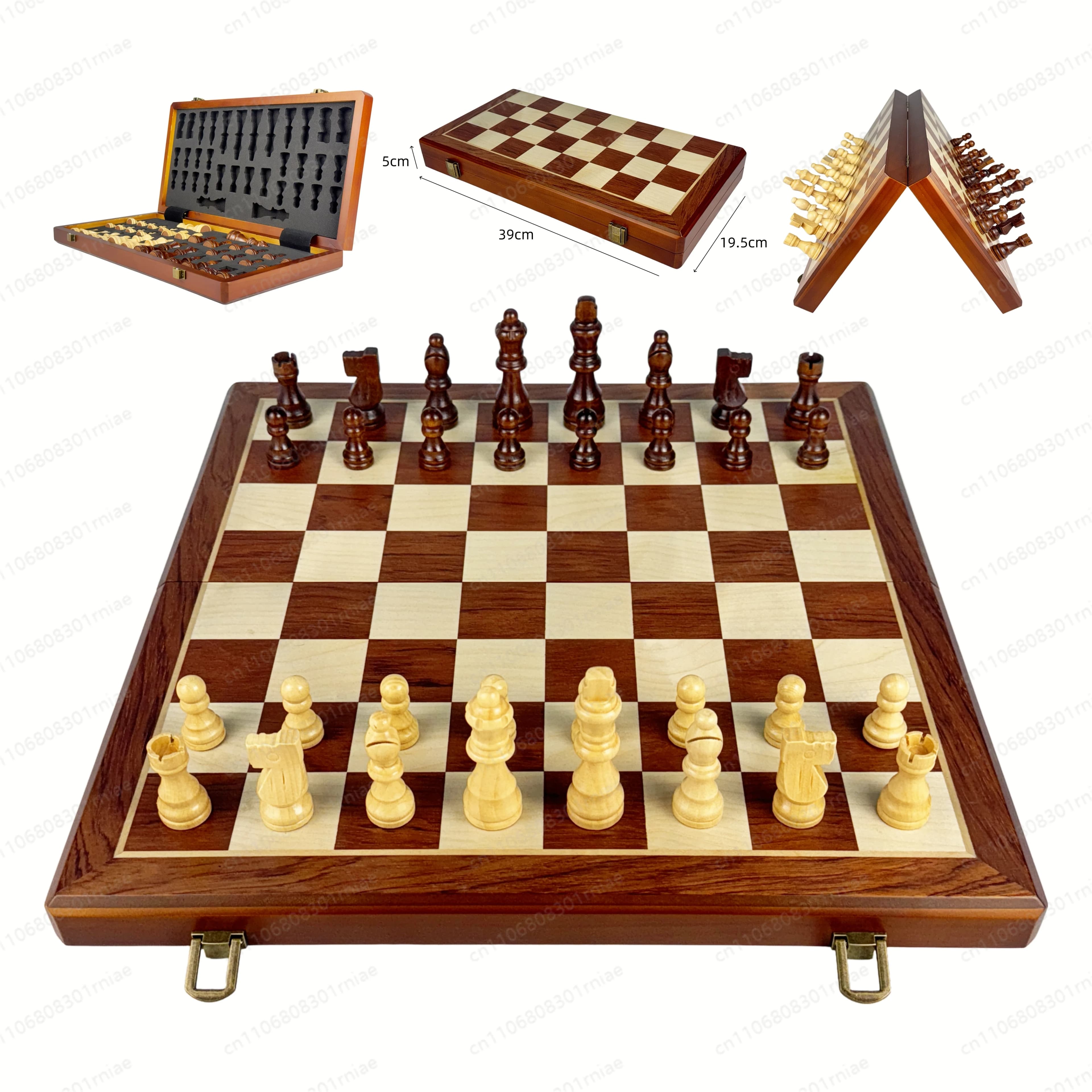 Set di scacchi magnetici pieghevoli in legno di lusso con tavolo e scatola per scacchi, portatili, adatti per l'educazione dei bambini