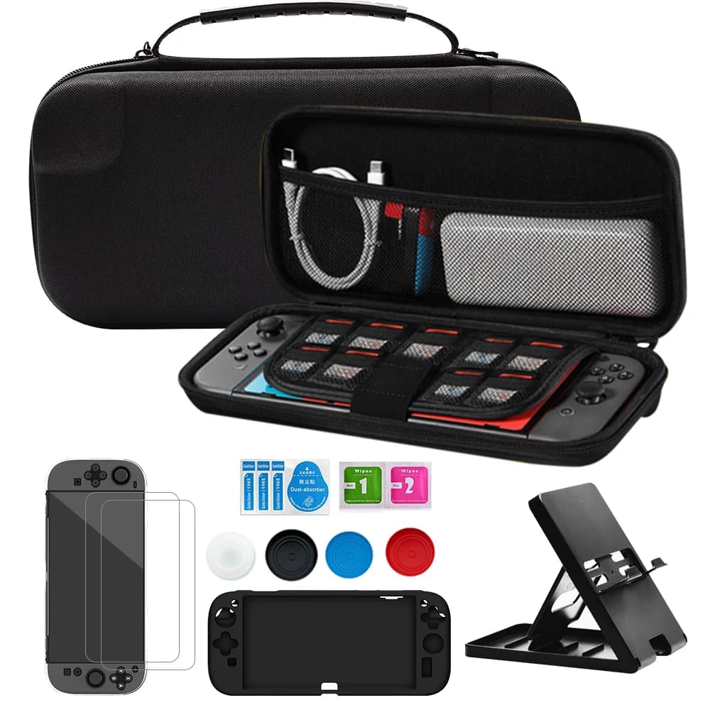 Custodia per Switch 2 Kit di accessori per custodia da trasporto per modello 2025 N Switch 2 NS2 con pellicola protettiva Supporto per copertura in silicone