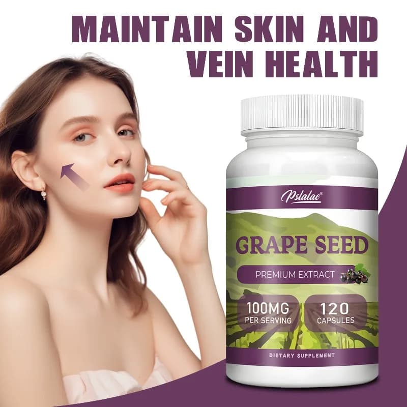 Capsule di estratto di semi d'uva 100mg - Antiossidante, sbiancante, favorisce la produzione di collagene, supporta la salute di pelle e cuore